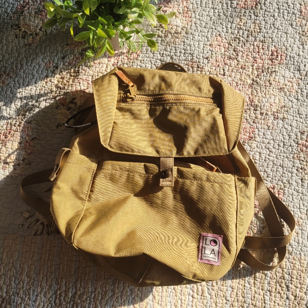 LOLA California Lark large drawstring backpack in khaki